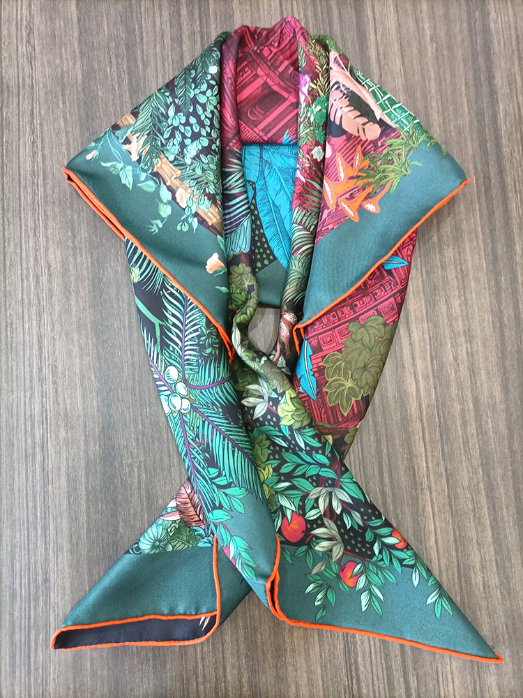 Travel Accessories Bag For Women - Silk Scarf 90CM Women Hand Rolled