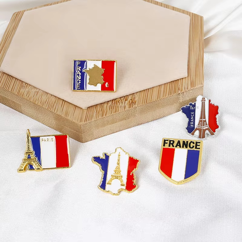 Travel Accessories Jewelry - France Flag Enamel Pins Eiffel Tower