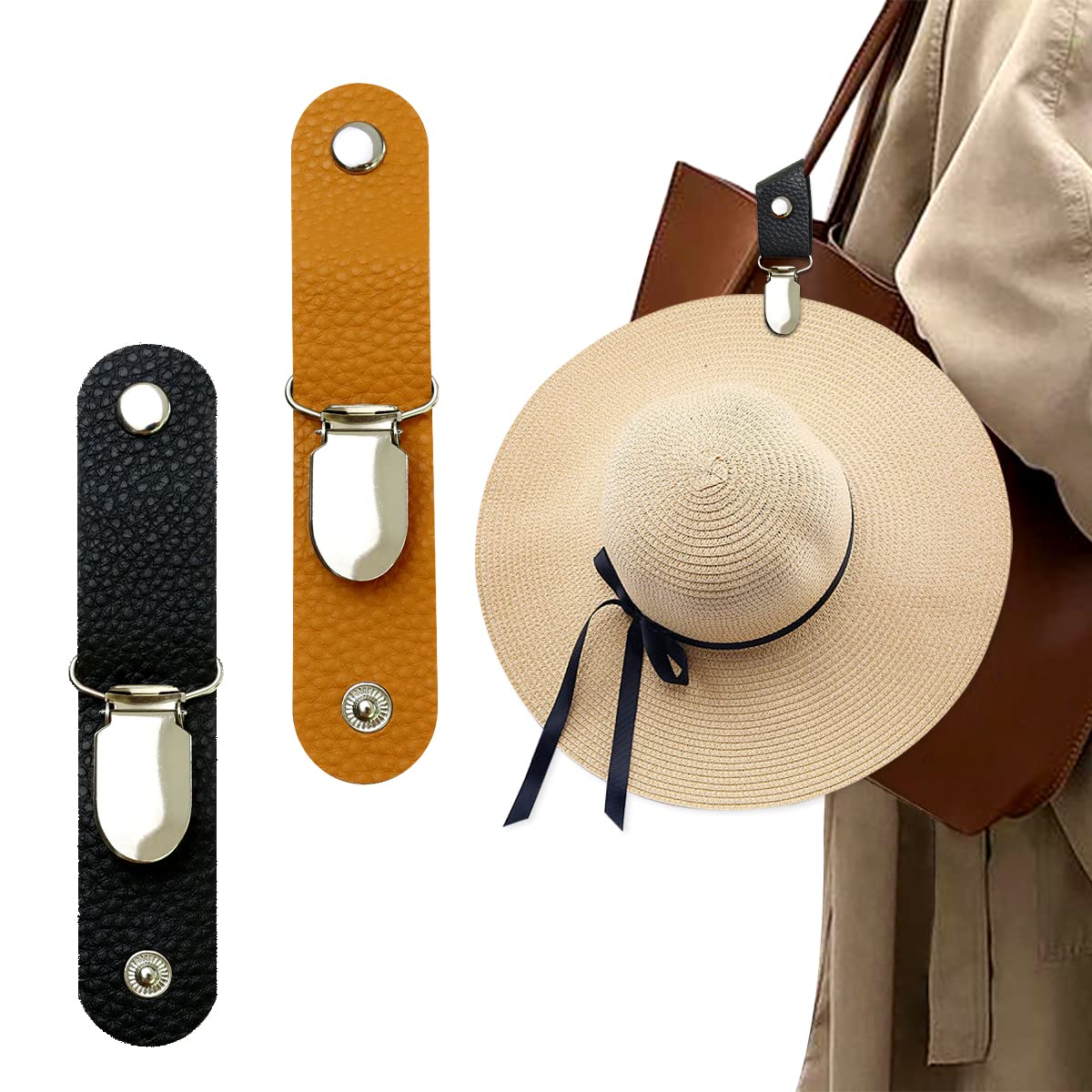 Travel Accessories Bag For Women - PU Leather Hat Clip for Travel