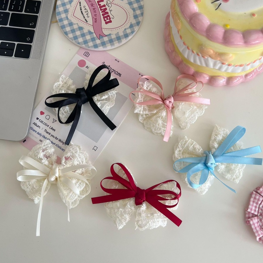 2pcs/set Cute Lace Bow Hair Cl - Travel Accessories With Kids review and price
